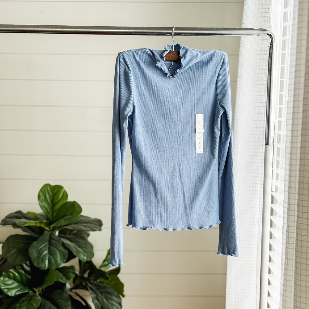 NWT SO Juniors Light Blue Ruffled Long Sleeve Top